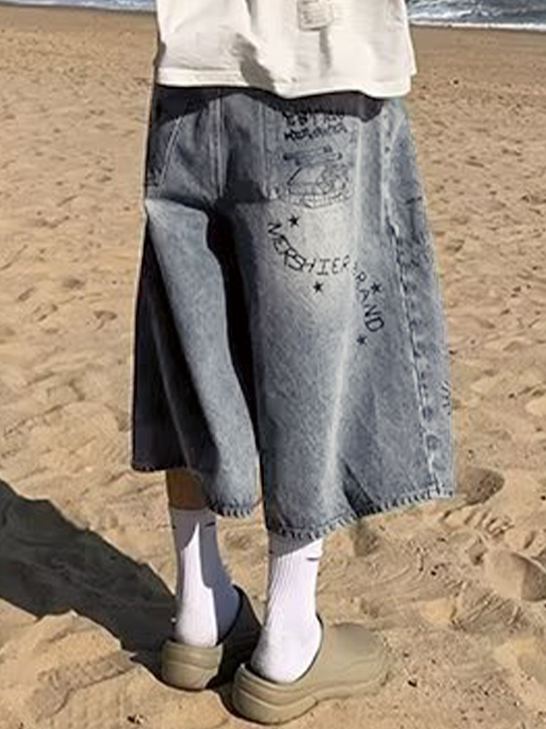 Herren-Shorts mit Vintage-Graffiti-Print-1
