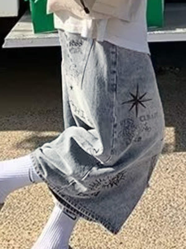Herren-Shorts mit Vintage-Graffiti-Print-2