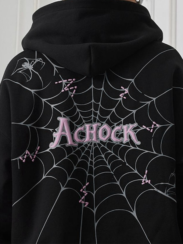 Herren-Jacke mit Reißverschluss und Street-Spinnennetz-Print-2
