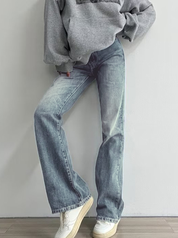 Vielseitige Vintage-Jeans in Blau mit hoher Taille und schmaler Passform-1