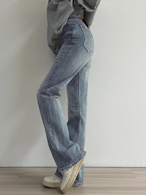 Vielseitige Vintage-Jeans in Blau mit hoher Taille und schmaler Passform-2