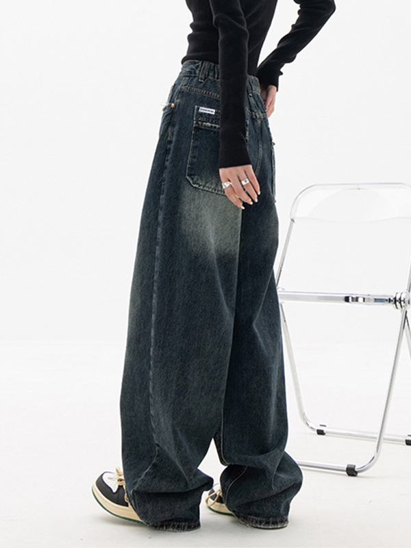Dunkel verwaschene Vintage Baggy Boyfriendjeans-1