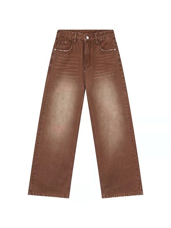 Lockere Jeans aus verblasstem Denim für Herren in Braun-5