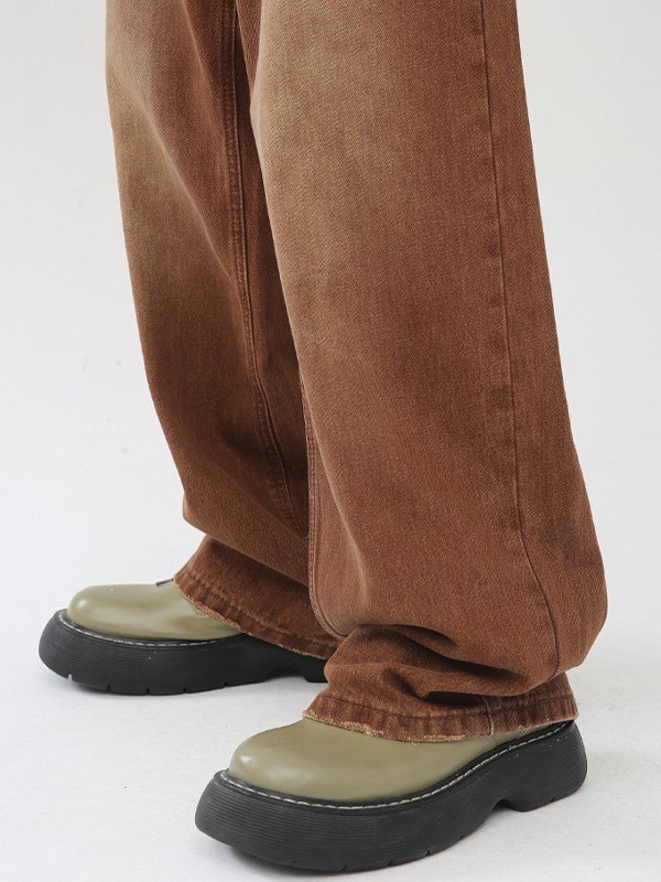 Lockere Jeans aus verblasstem Denim für Herren in Braun-4