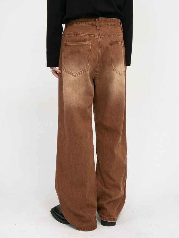 Lockere Jeans aus verblasstem Denim für Herren in Braun-3