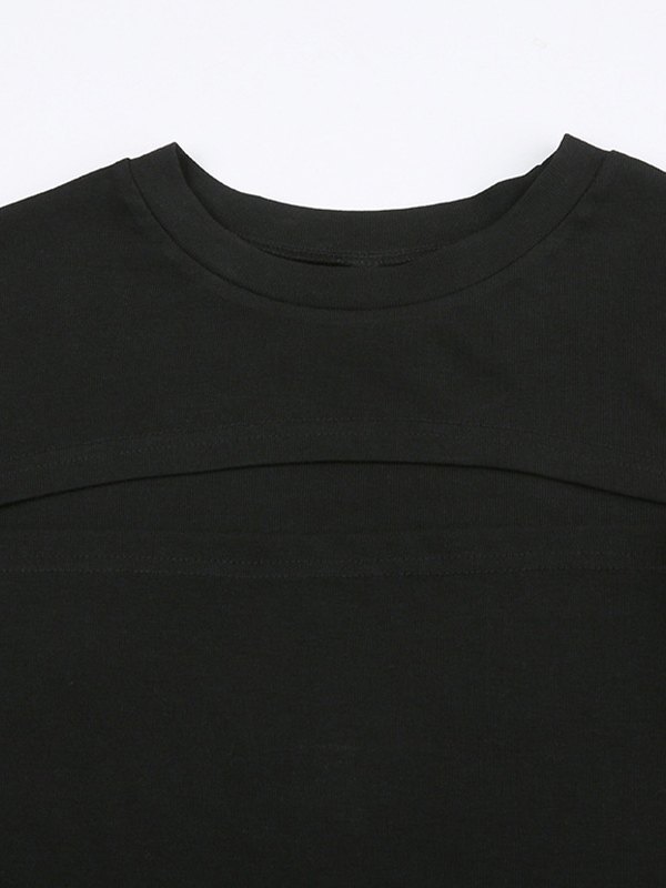 Geripptes Crop-Top mit Slash-Ausschnitt-3