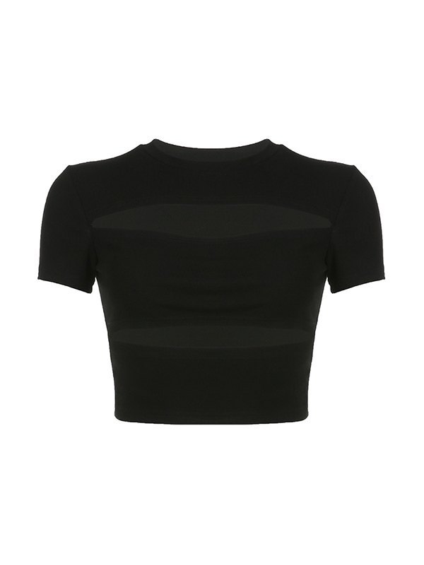 Geripptes Crop-Top mit Slash-Ausschnitt-2