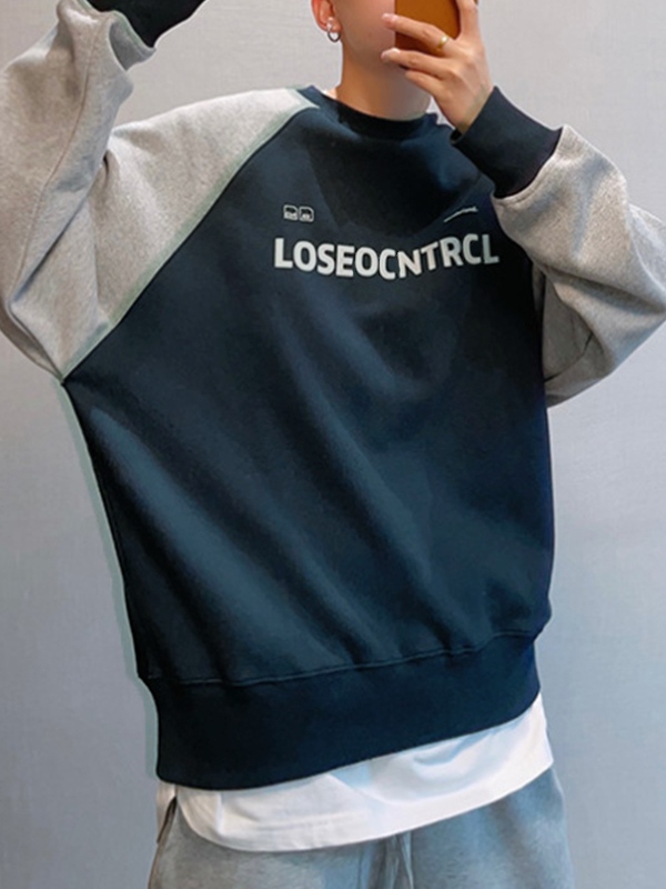 Herren-Pullover-Sweatshirt mit Raglan-Buchstaben-Print-1