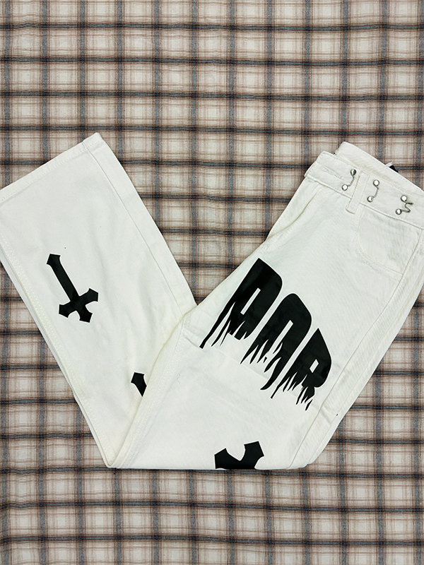 Herren Chrome Hearts Pattern Straight Leg Jeans-7