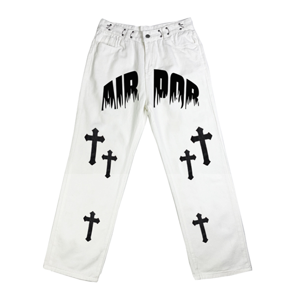 Herren Chrome Hearts Pattern Straight Leg Jeans-6